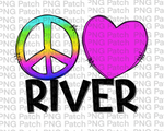 Peace Love River, Bright Colorful, River Summer Fun PNG File, Summer Sublimation Design