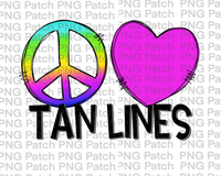 Peace Love Tan Lines, Bright Colorful, Beach Fun PNG File, Summer Sublimation Design