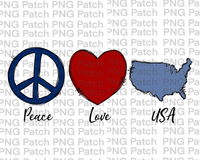 Peace Love USA, Memorial Day PNG File, Fourth of July Sublimation Design, USA