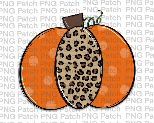 Orange and Leopard Print Pumpkin, Fall PNG File, Leopard Print Sublimation Design