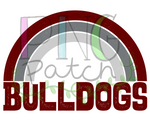 Bulldogs Maroon and White Rainbow, Football and Cheerleading PNG File and Sublimation Design