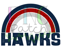 Hawks Navy and Red Rainbow, Football and Cheerleading PNG File and Sublimation Design