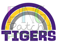 Tigers Purple and Gold Rainbow, Football and Cheerleading PNG File and Sublimation Design