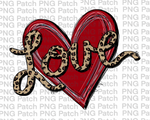 Heart with Leopard Print Letters Love , Valentine's Day PNG File, Love Sublimation Design