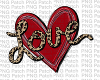 Heart with Leopard Print Letters Love , Valentine's Day PNG File, Love Sublimation Design