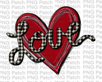 Heart with White Buffalo Plaid Letters Love , Valentine's Day PNG File, Love Sublimation Design