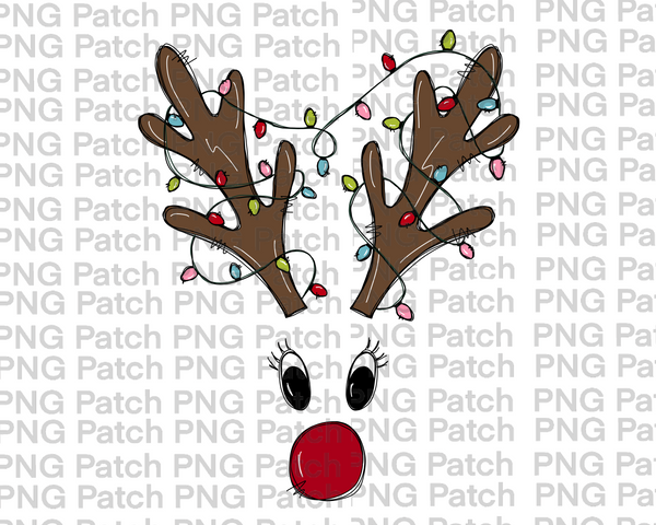 Girl Reindeer with Lights, Christmas PNG Files, Holiday Sublimation Design