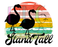 Stand Tall, Retro Beach with Flamingos