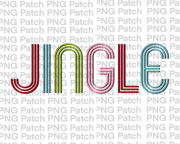 Jingle, Colorful with Retro Letters, Christmas Sublimation Design, Holiday PNG File