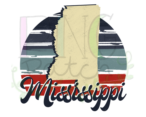 Retro Red, White, and Blue Mississippi, State PNG File