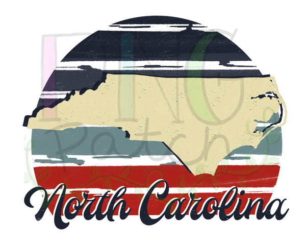 Retro Red, White, and Blue North Carolina, State PNG File