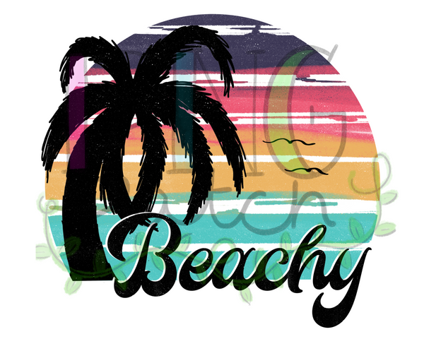 Beachy, Palm Tree and Beach with Retro Background