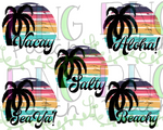 Palm Tree and Beach with Retro Background Bundle