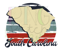 Retro Red, White, and Blue South Carolina, State PNG File