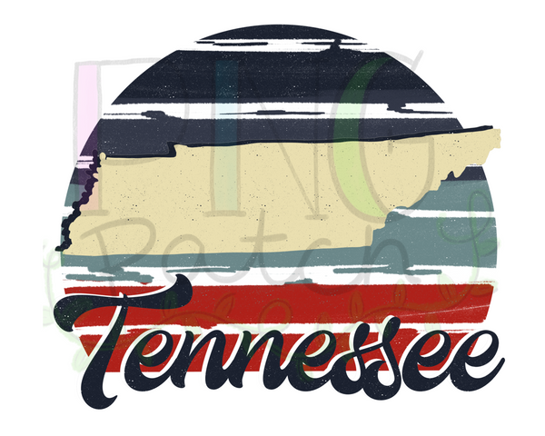 Retro Red, White, and Blue Tennessee, State PNG File