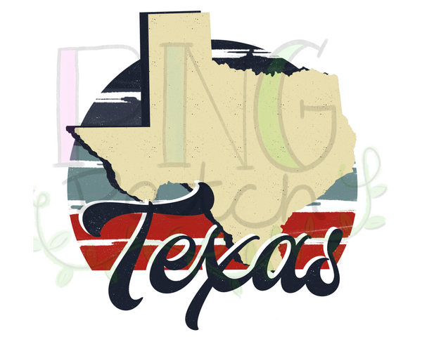 Retro Red, White, and Blue Texas, State PNG File