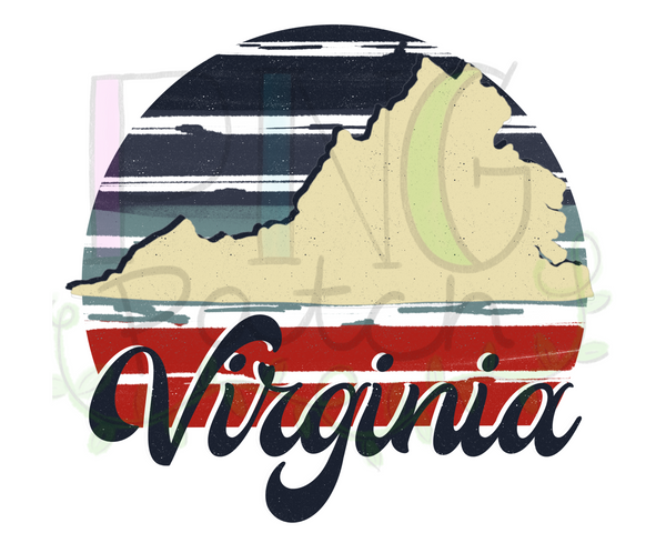 Retro Red, White, and Blue Virginia, State PNG File