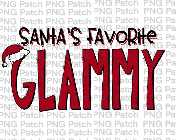 Santa's Favorite Glammy, Grandma Christmas PNG Files, Holiday Sublimation Design