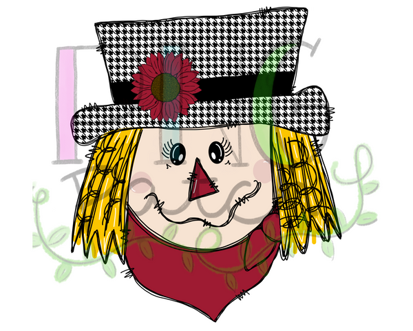 Girl Scarecrow with Houndstooth, Fall PNG File, Houndstooth Sublimation Design