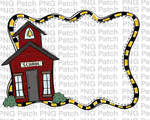 School House Black and Yellow Gold Frame, Back to School PNG File, Monogram Sublimation Design