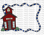 School House Royal, White and Black Frame, Back to School PNG File, Monogram Sublimation Design