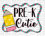 School, Pre-K Cutie, Frame with Pencil, Back to School PNG File, Monogram Sublimation Design