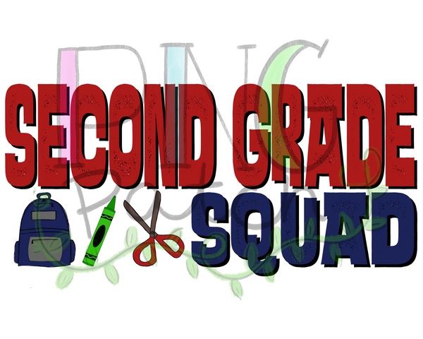 Boy Second Grade Squad, Back To School PNG File, Student Sublimation Design