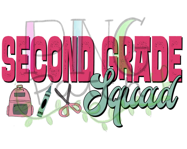 Girl Second Grade Squad, Back To School PNG File, Student Sublimation Design