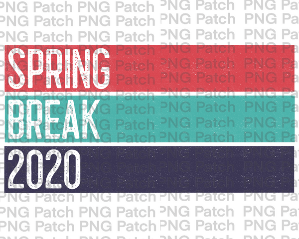 Spring Break 2020, Flag or Retro Stripes, Beach PNG File, Spring Break Sublimation Design