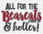 All for the Bearcats Stand Up & Holler!, Crimson and Gray Mascot PNG File, Team Sublimation Design