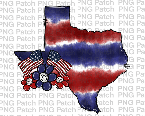 Texas, Red, White, Blue Tie Dye, Memorial Day PNG File, Fourth of July Sublimation Design, USA Flags