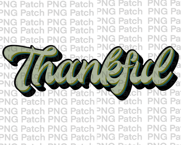 Retro Thankful, Green, Blessed PNG File, Thanksgiving Sublimation Design