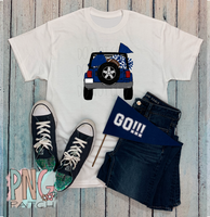 Mockup Topless Blue and White SUV with Football Tailgating , Football and Cheerleading PNG File and Sublimation Design.