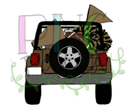 Topless Gold and Black SUV with Football Tailgating , Football and Cheerleading PNG File and Sublimation Design