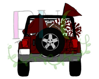 Topless Marron and White SUV with Football Tailgating , Football and Cheerleading PNG File and Sublimation Design