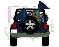 Topless Navy and Gray SUV with Football Tailgating , Football and Cheerleading PNG File and Sublimation Design