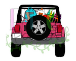 Pink Topless SUV Truck with School Supplies, Back To School PNG File, Teacher Sublimation Design