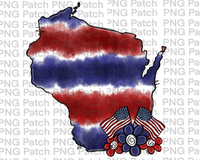 Wisconsin, Red, White, Blue Tie Dye, Memorial Day PNG File, Fourth of July Sublimation Design, USA Flags