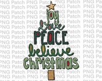 Words Christmas Tree, Christmas Sublimation Design, Holiday PNG File