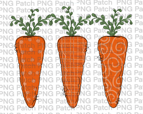 Carrot Trio, Easter PNG File,Carrots Sublimation Design