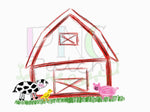 Red Scribble Barn, Farm Animals