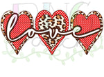 Love Triple Heart Leopard Print, Valentine's Heart