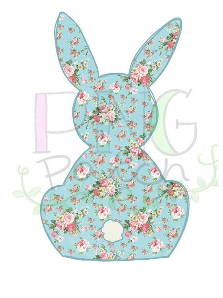 Vintage Rose Bunny Teal Background