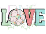 Love Soccer Ball, Floral with Block Letters