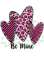 Be Mine Wild Love Leopard Zebra Print Hearts, Valentine's Day PNG Files for Sublimation