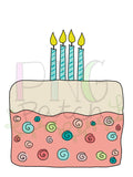 Birthday Pink Cake Age One, Two, Three, Four with Extra Candle