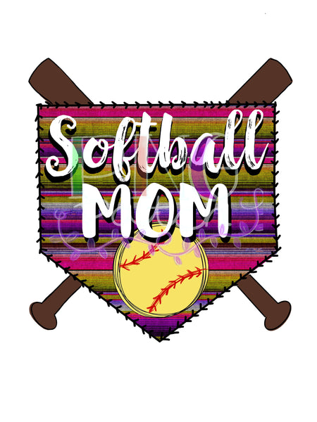 Softball Mom Base with Serape Pink Background