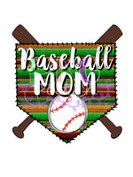 Baseball Mom with Serape Green Background, Baseball PNG Files for Sublimation