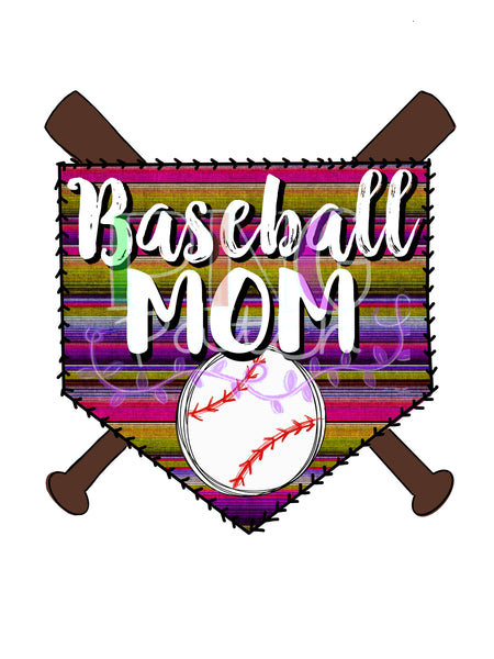 Baseball Mom with Serape Pink, Baseball PNG Files for Sublimation