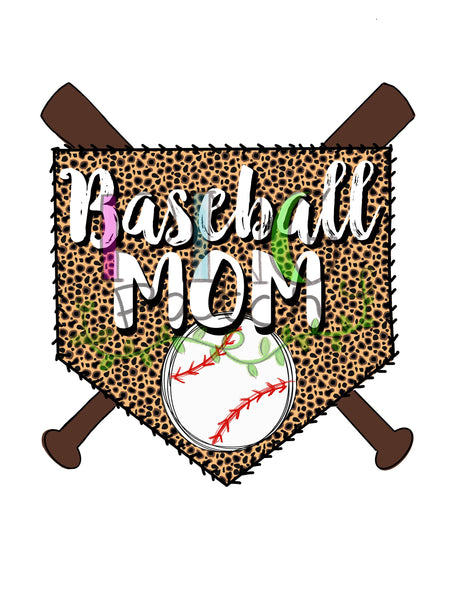 Baseball Mom with Cheetah Background, Baseball PNG Files for Sublimation